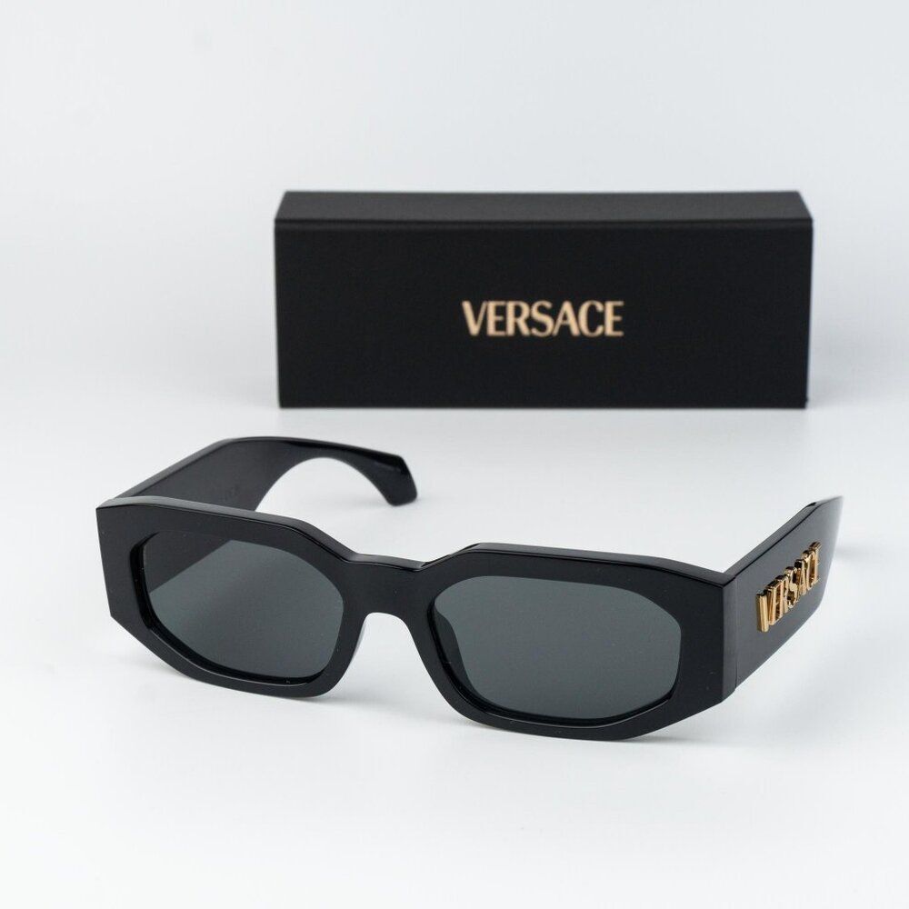Versace Men Sunglasses Black Grey Rectangle VE4489U GB1/87 NEW AUTHENTIC